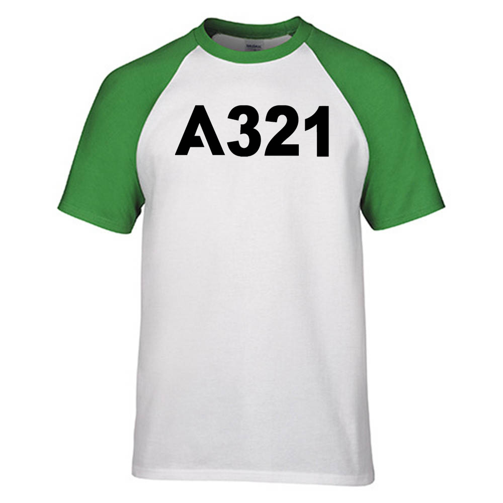 A321 Flat Text Designed Raglan T-Shirts