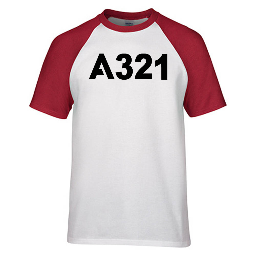 A321 Flat Text Designed Raglan T-Shirts