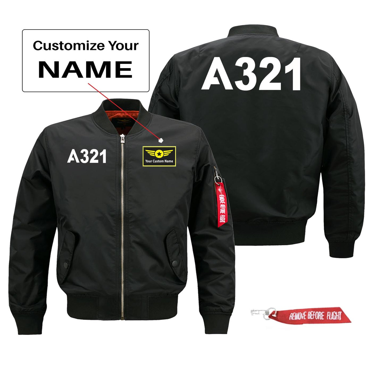 A321 Flat Text Designed Pilot Jackets (Customizable)