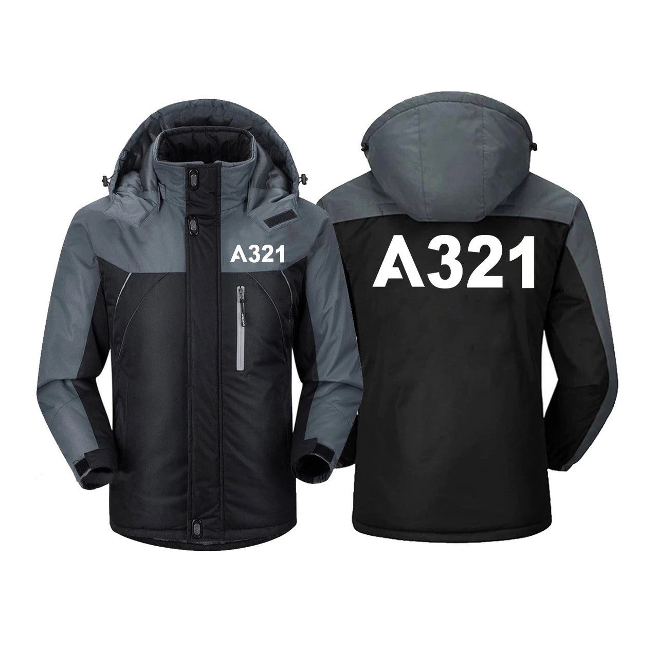 A321 Flat Text Designed Thick Winter Jackets