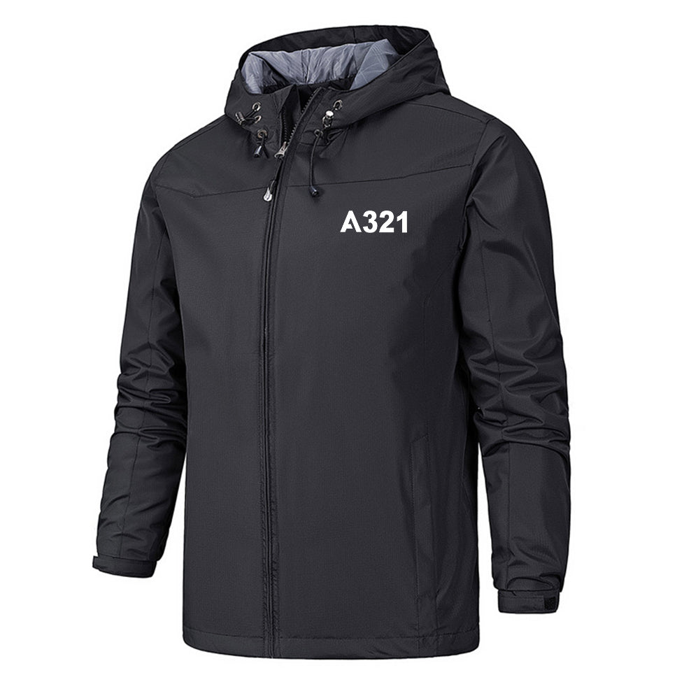 A321 Flat Text Designed Rain Jackets & Windbreakers