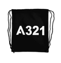 Thumbnail for A321 Flat Text Designed Drawstring Bags