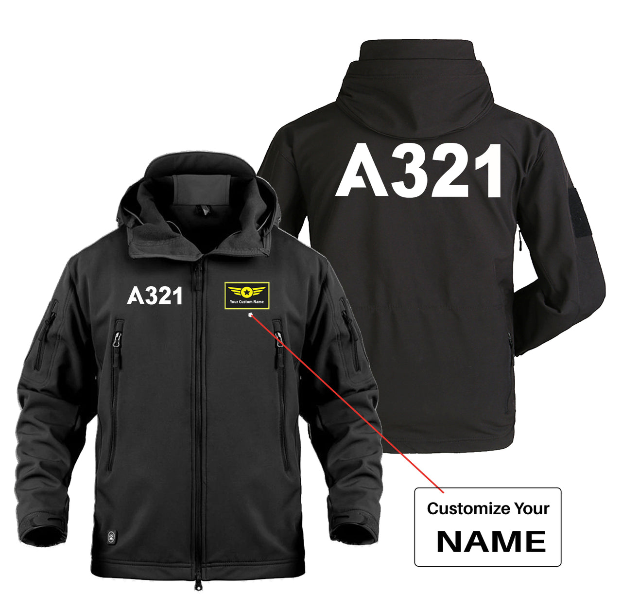 A321 Flat Text Designed Military Jackets (Customizable)