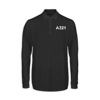 Thumbnail for A321 Flat Text Designed Long Sleeve Polo T-Shirts