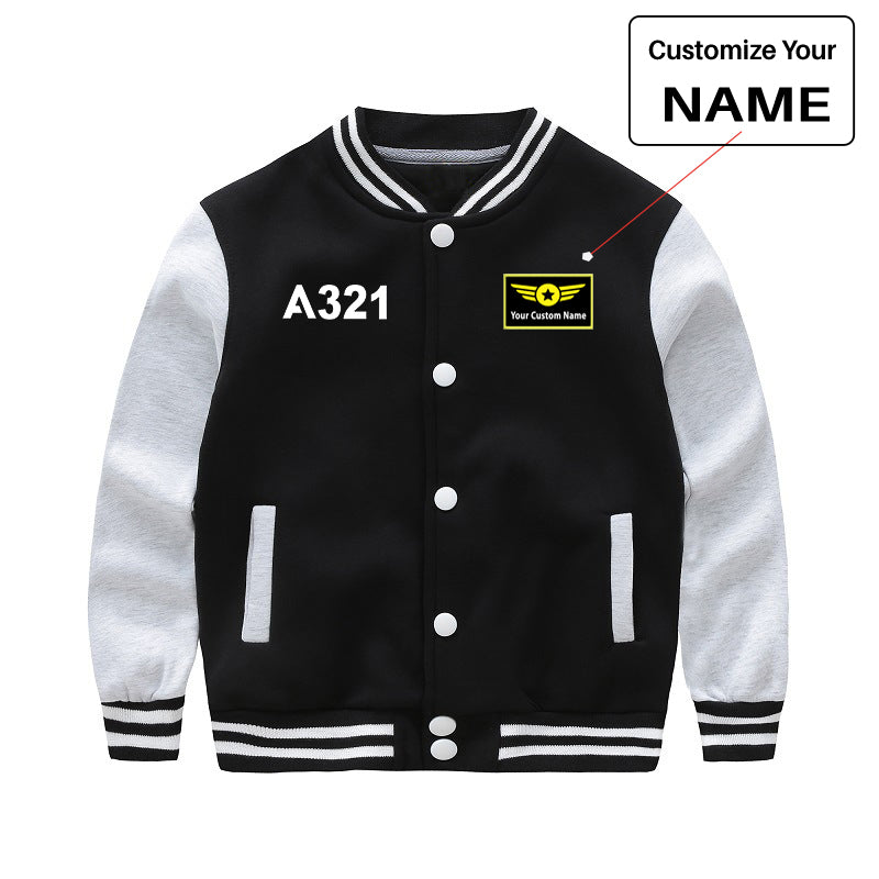 A321 Flat Text Designed "CHILDREN" Baseball Jackets