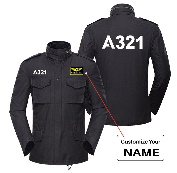 A321 Flat Text Designed Military Coats