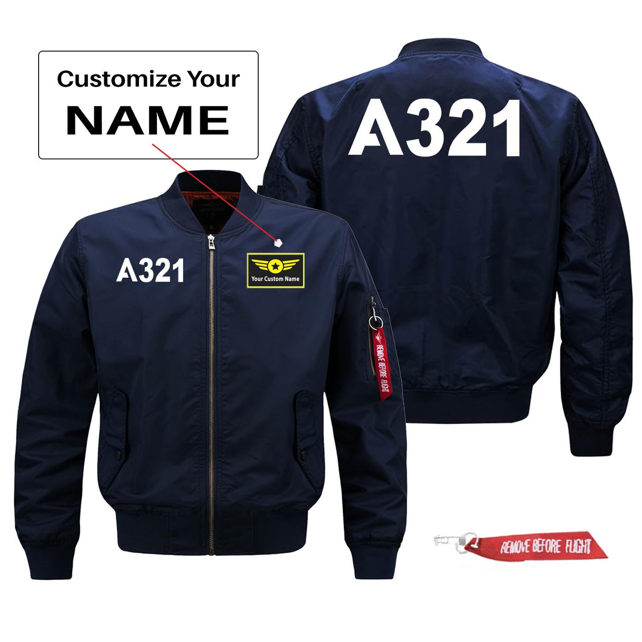 A321 Flat Text Designed Pilot Jackets (Customizable)