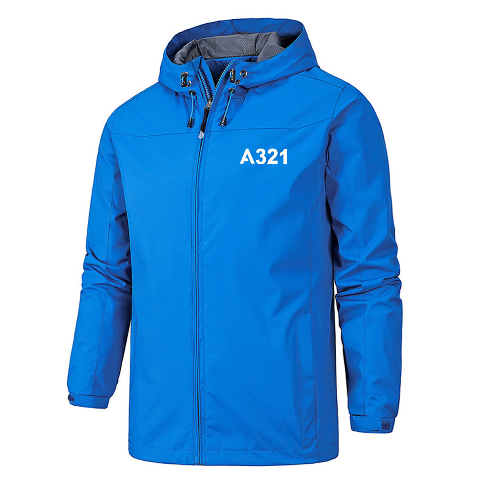 A321 Flat Text Designed Rain Jackets & Windbreakers