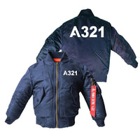 Thumbnail for A321 Flat Text Designed Children Bomber Jackets