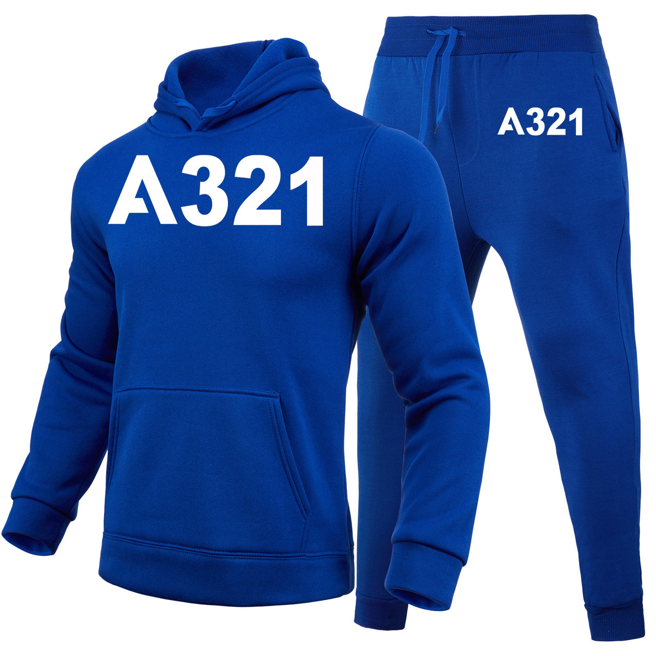 A321 Flat Text Designed Hoodies & Sweatpants Set