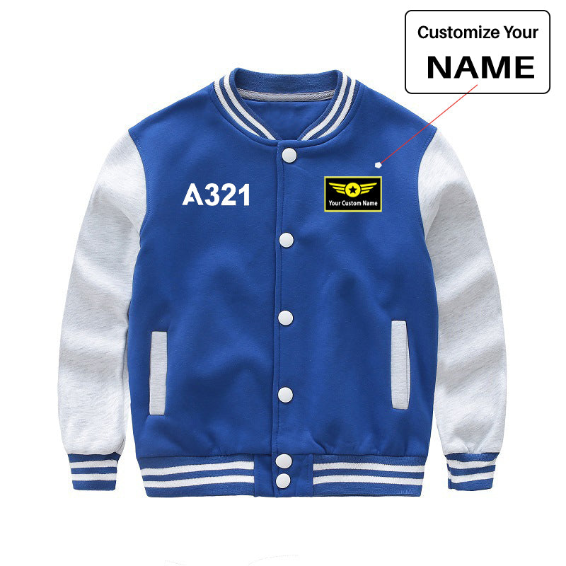 A321 Flat Text Designed "CHILDREN" Baseball Jackets