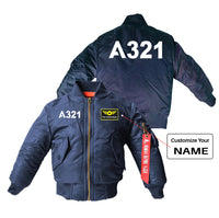 Thumbnail for A321 Flat Text Designed Children Bomber Jackets