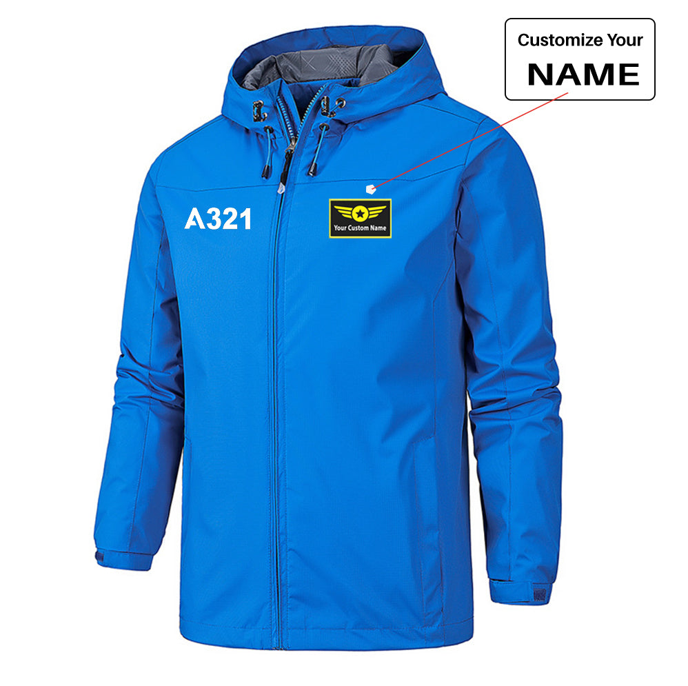 A321 Flat Text Designed Rain Jackets & Windbreakers