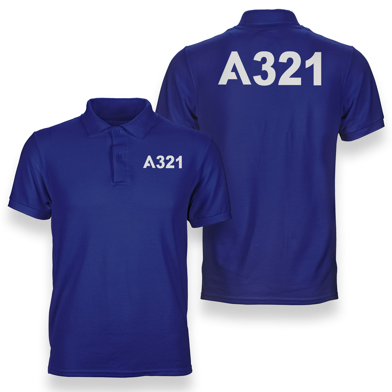 A321 Flat Text Designed Double Side Polo T-Shirts