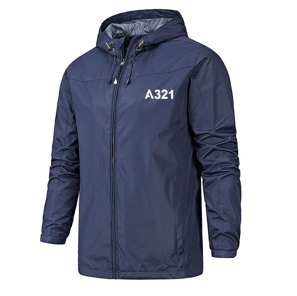 A321 Flat Text Designed Rain Jackets & Windbreakers