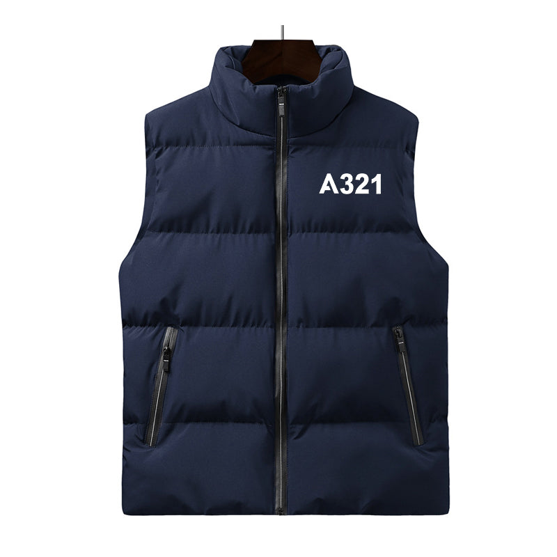 A321 Flat Text Designed Puffy Vests