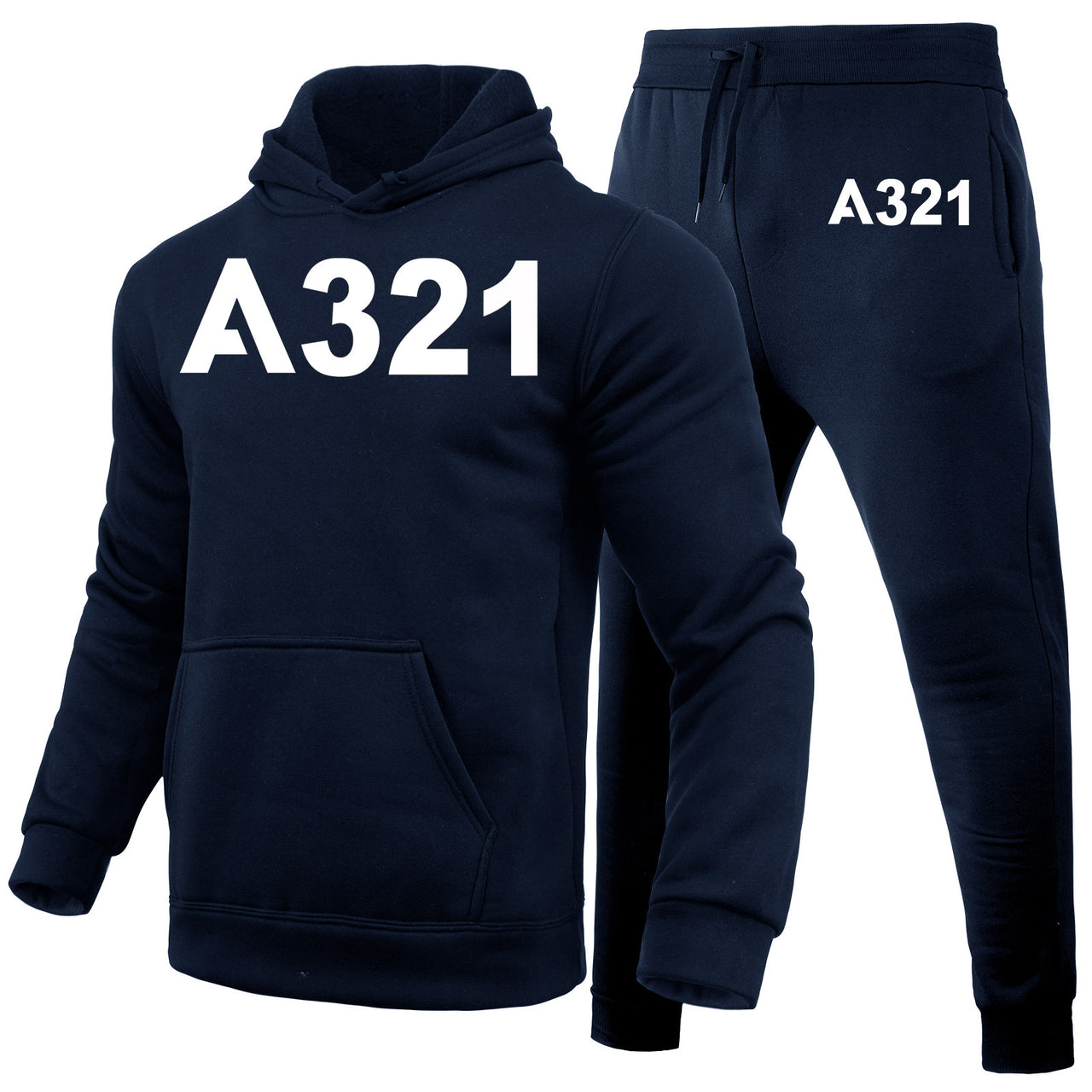 A321 Flat Text Designed Hoodies & Sweatpants Set