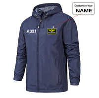 Thumbnail for A321 Flat Text Designed Rain Jackets & Windbreakers