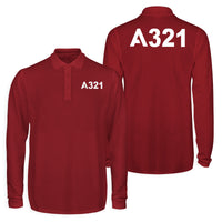 Thumbnail for A321 Flat Text Designed Long Sleeve Polo T-Shirts (Double-Side)