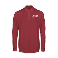 Thumbnail for A321 Flat Text Designed Long Sleeve Polo T-Shirts