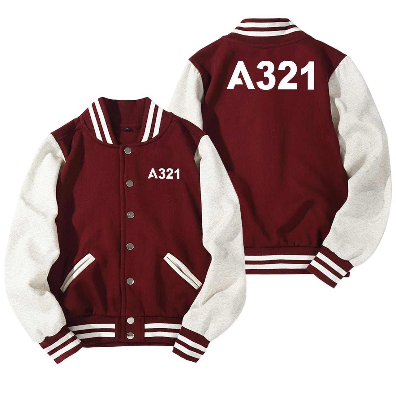 A321 Flat Text Designed Baseball Style Jackets