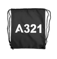 Thumbnail for A321 Flat Text Designed Drawstring Bags