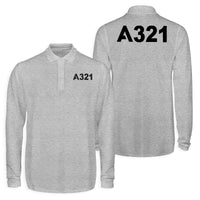 Thumbnail for A321 Flat Text Designed Long Sleeve Polo T-Shirts (Double-Side)