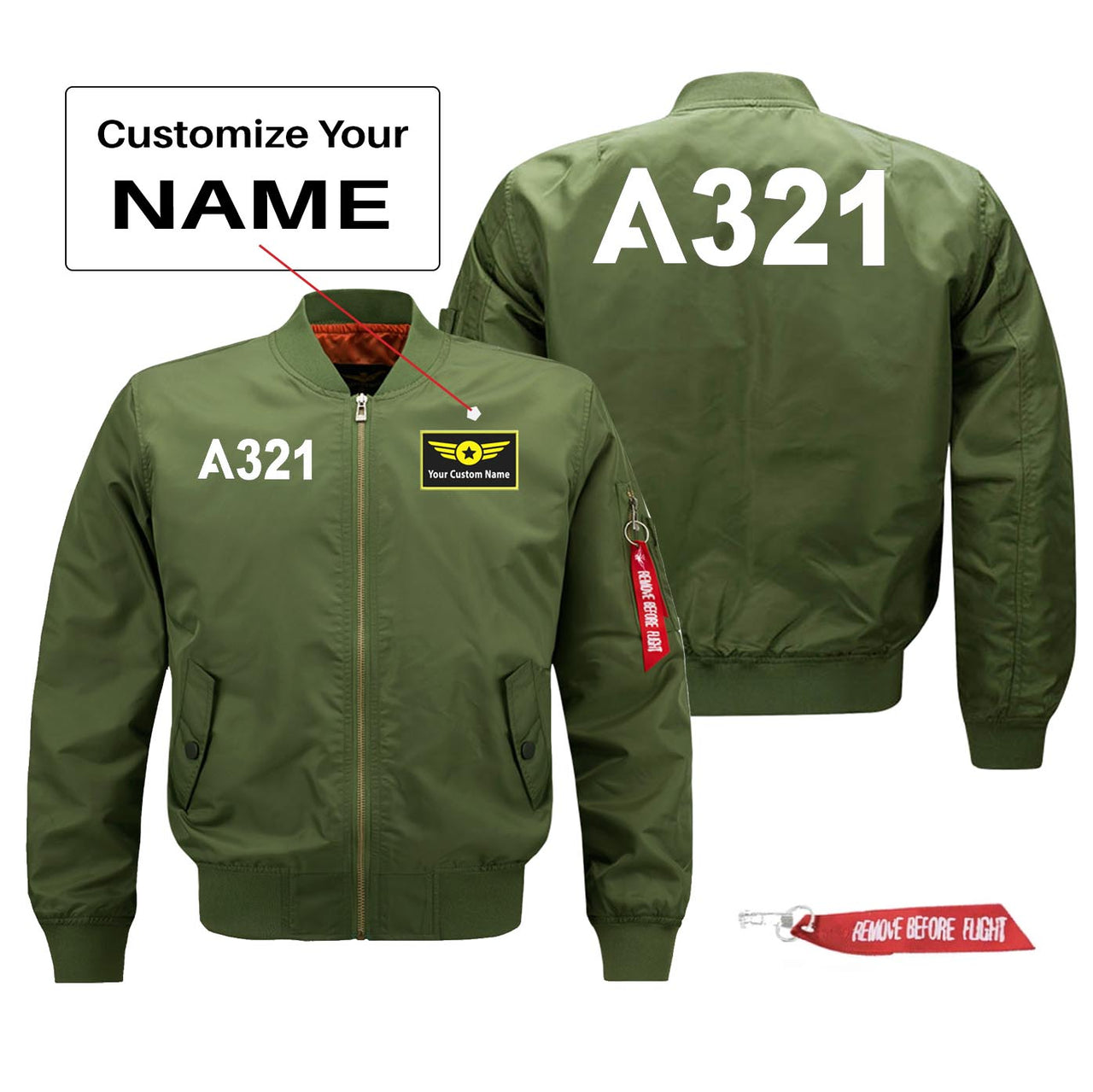 A321 Flat Text Designed Pilot Jackets (Customizable)