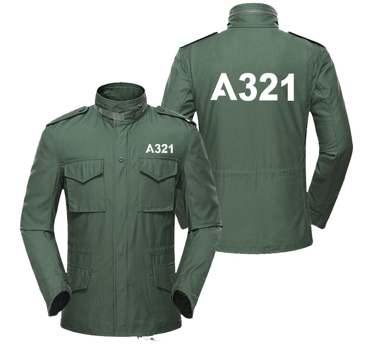 A321 Flat Text Designed Military Coats