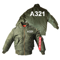 Thumbnail for A321 Flat Text Designed Children Bomber Jackets