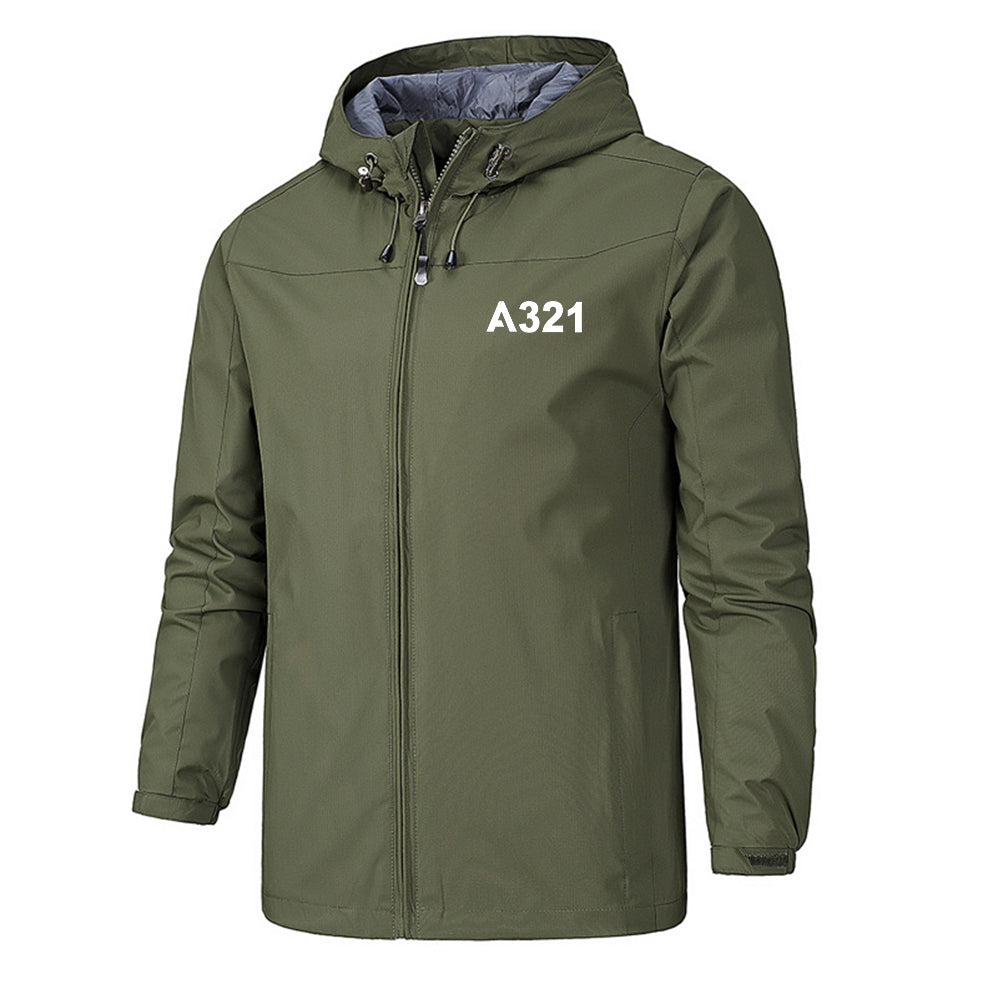 A321 Flat Text Designed Rain Jackets & Windbreakers