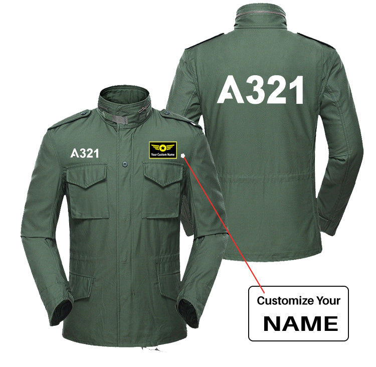 A321 Flat Text Designed Military Coats