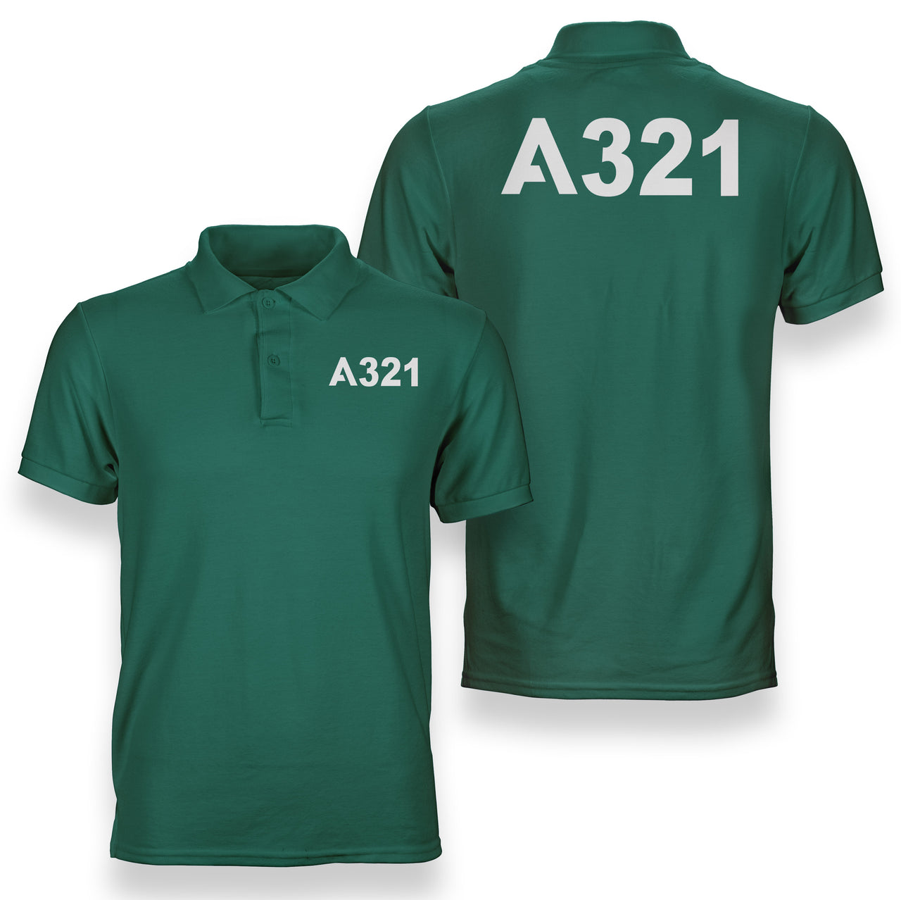 A321 Flat Text Designed Double Side Polo T-Shirts