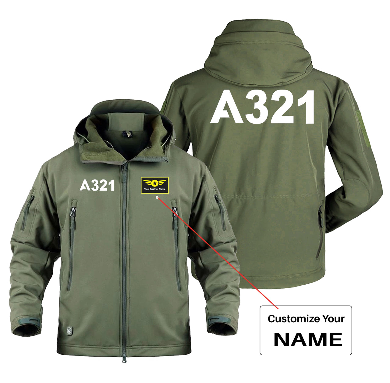 A321 Flat Text Designed Military Jackets (Customizable)