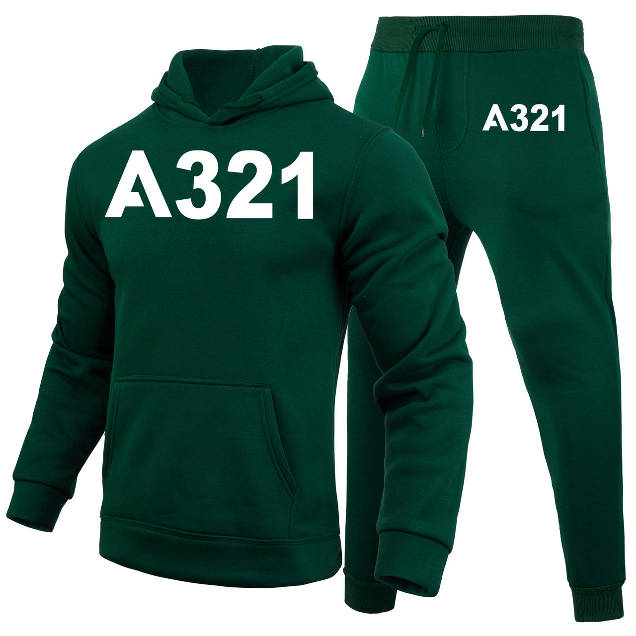 A321 Flat Text Designed Hoodies & Sweatpants Set