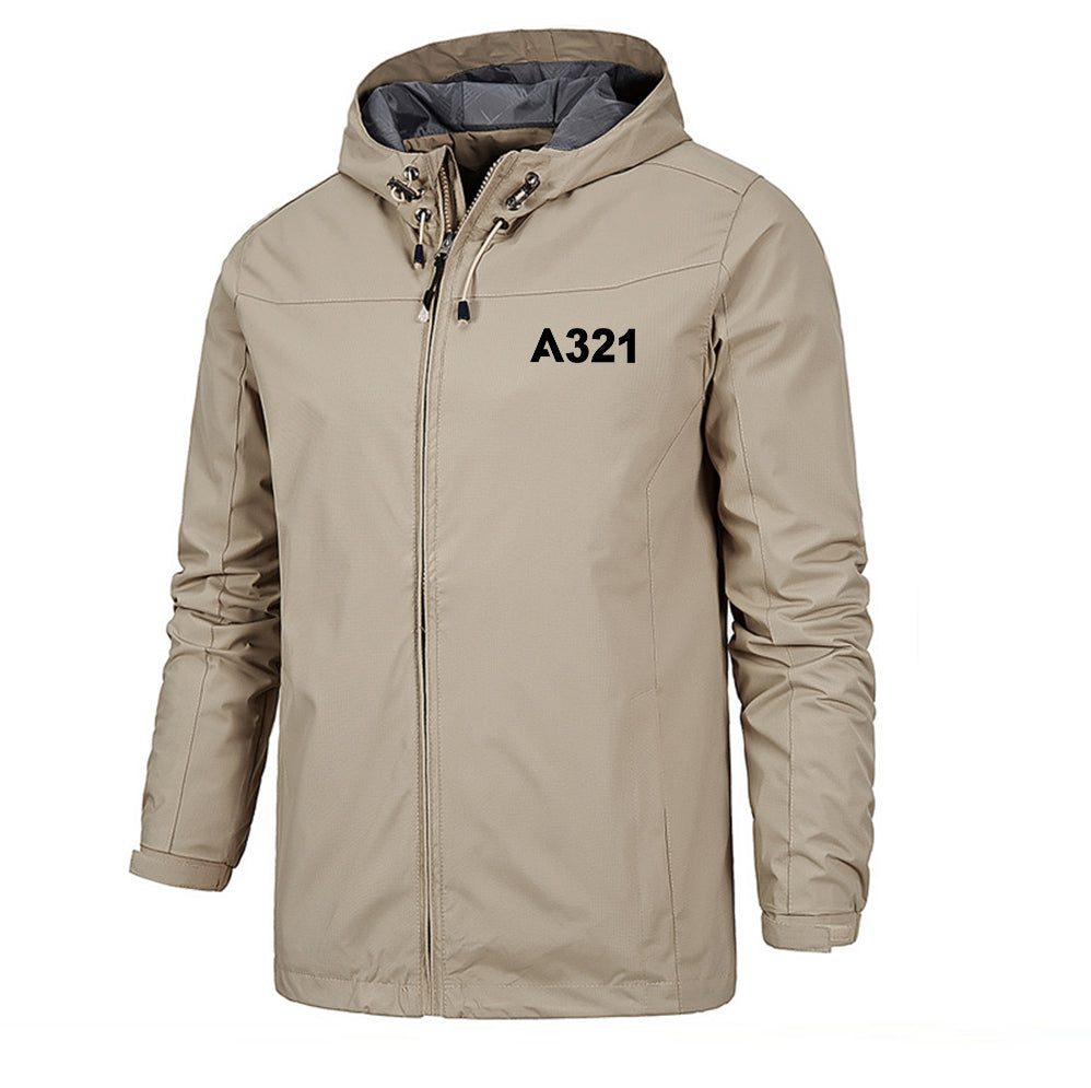 A321 Flat Text Designed Rain Jackets & Windbreakers