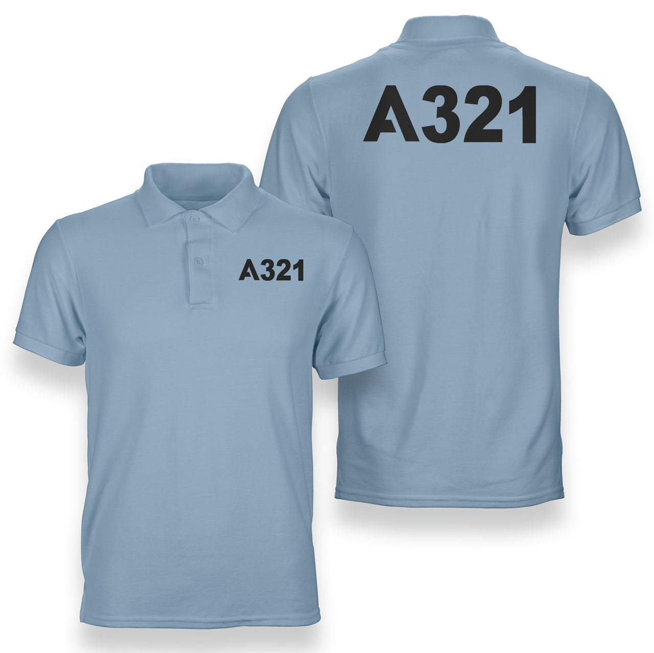 A321 Flat Text Designed Double Side Polo T-Shirts