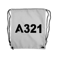 Thumbnail for A321 Flat Text Designed Drawstring Bags