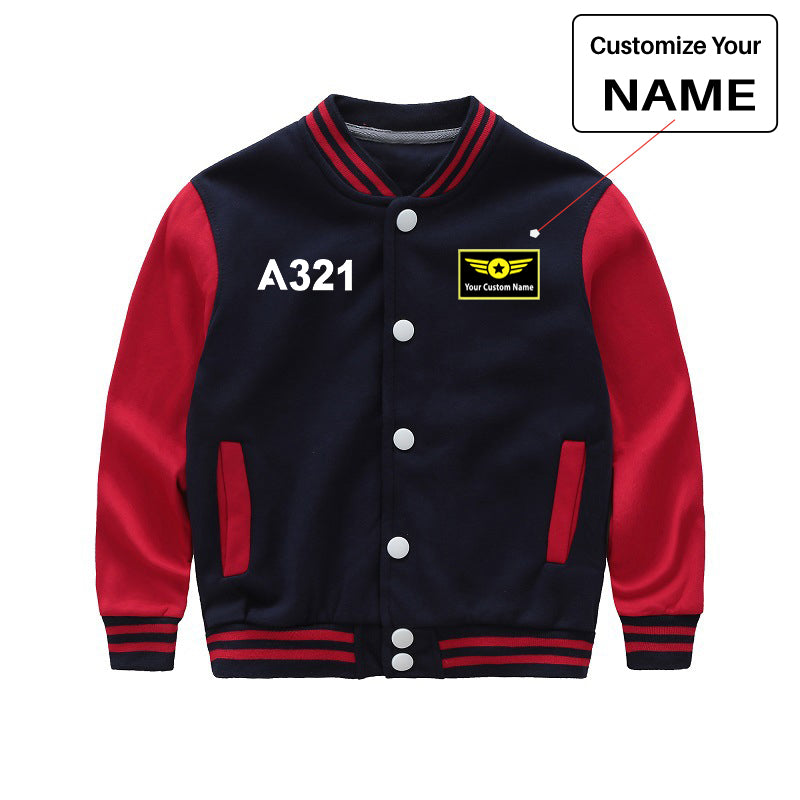 A321 Flat Text Designed "CHILDREN" Baseball Jackets