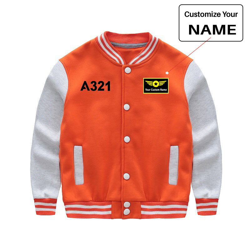 A321 Flat Text Designed "CHILDREN" Baseball Jackets