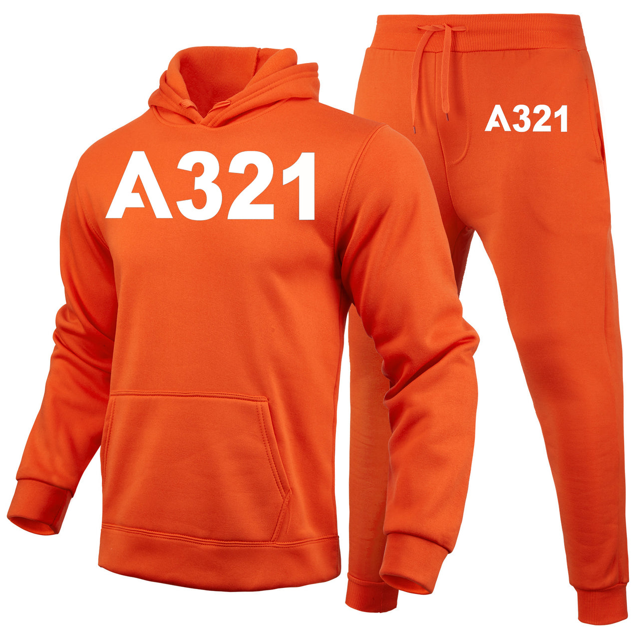 A321 Flat Text Designed Hoodies & Sweatpants Set