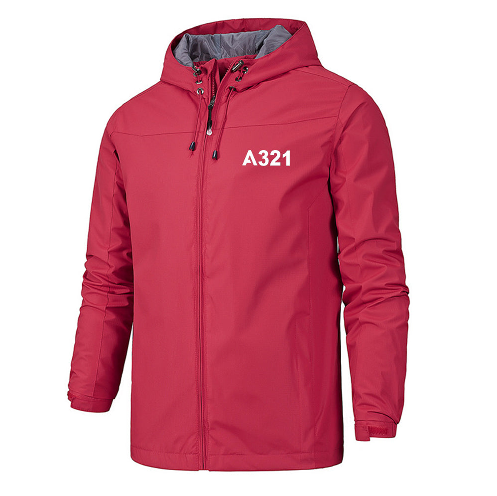 A321 Flat Text Designed Rain Jackets & Windbreakers