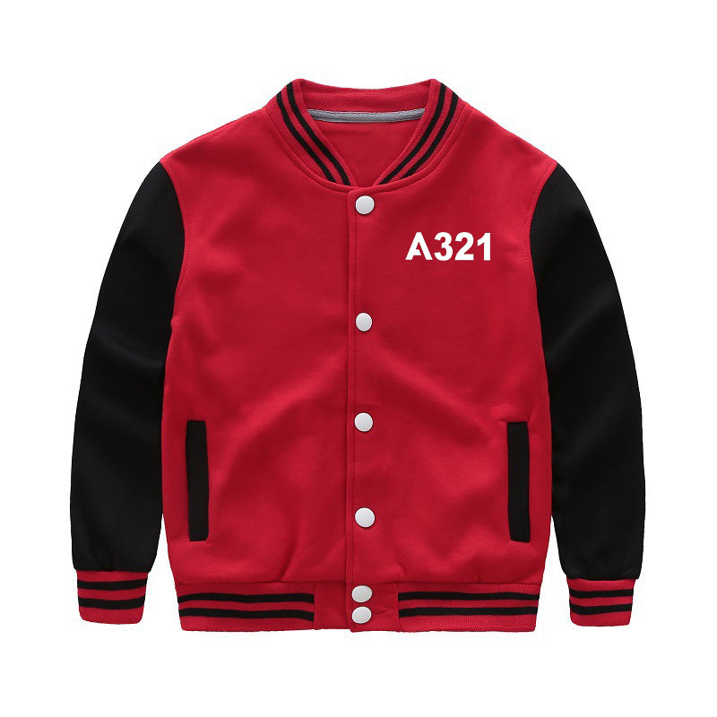 A321 Flat Text Designed "CHILDREN" Baseball Jackets