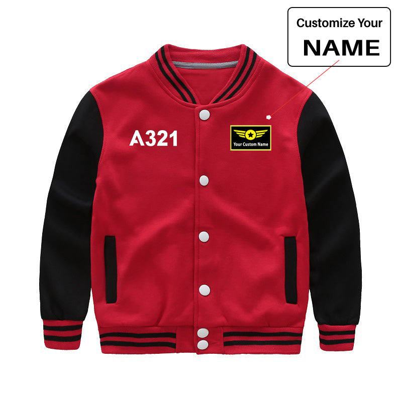 A321 Flat Text Designed "CHILDREN" Baseball Jackets