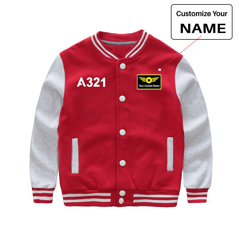 A321 Flat Text Designed "CHILDREN" Baseball Jackets