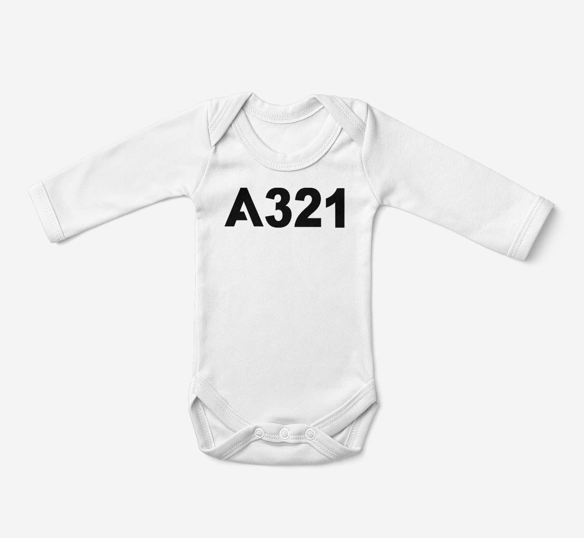 A321 Flat Text Designed Baby Bodysuits