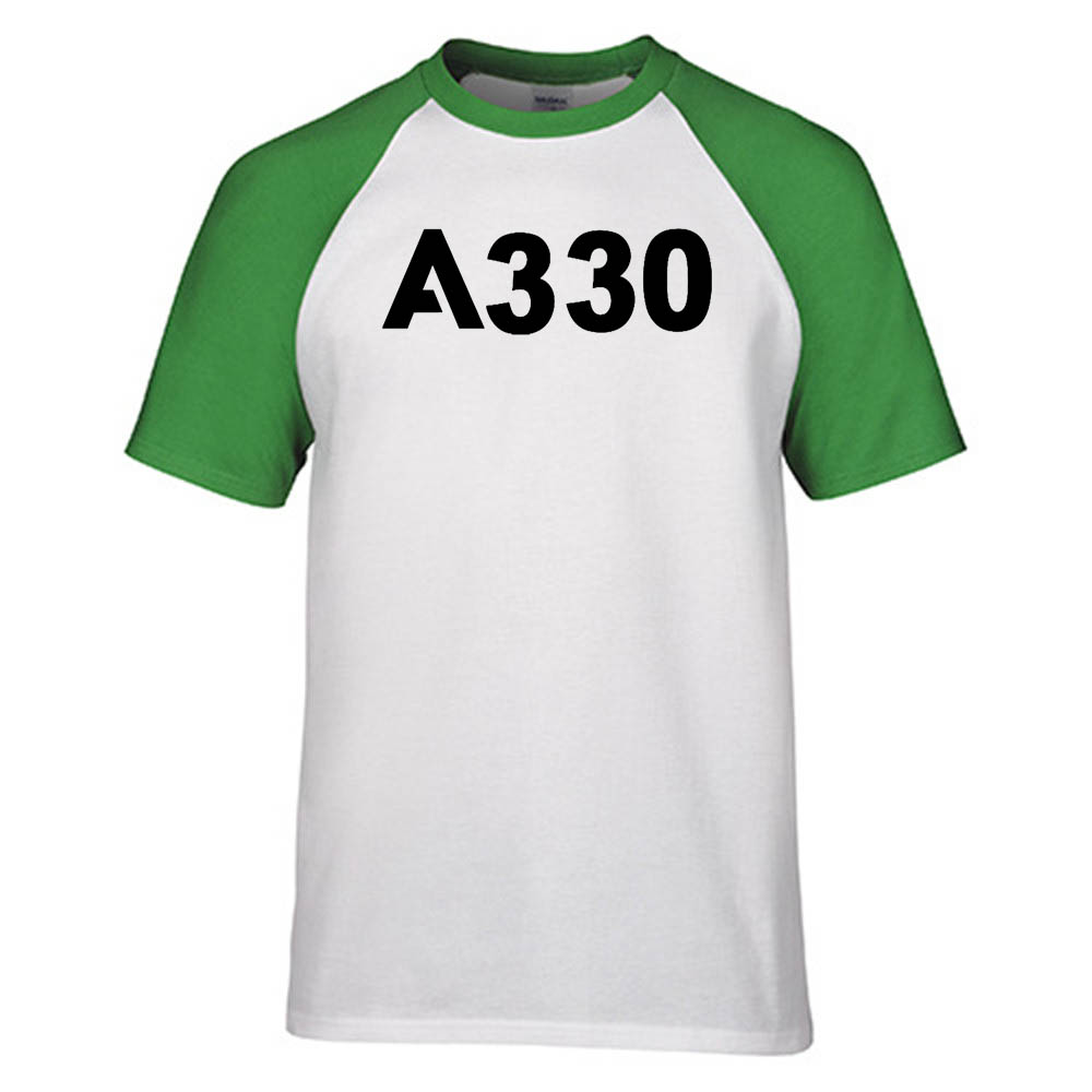 A330 Flat Text Designed Raglan T-Shirts