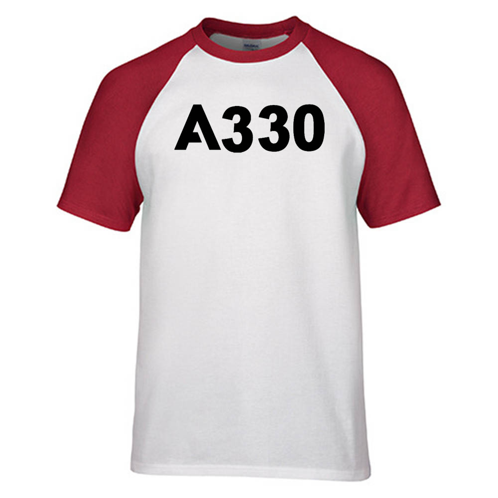 A330 Flat Text Designed Raglan T-Shirts