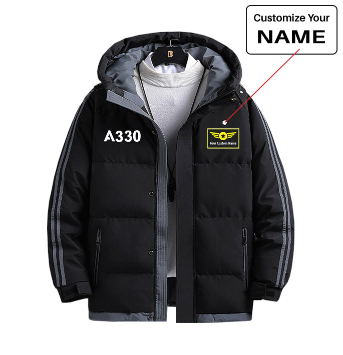 A330 Flat Text Designed Thick Fashion Jackets