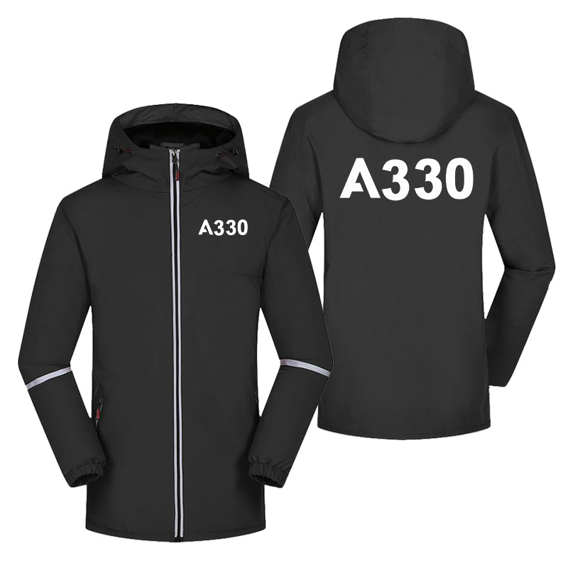 A330 Flat Text Designed Rain Coats & Jackets